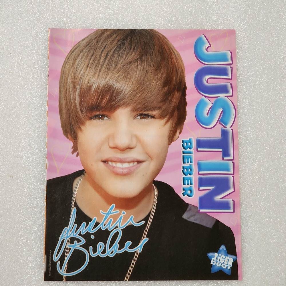 Justin Bieber headshot facsimile autograph poster pinup clipping 2000s 8x10